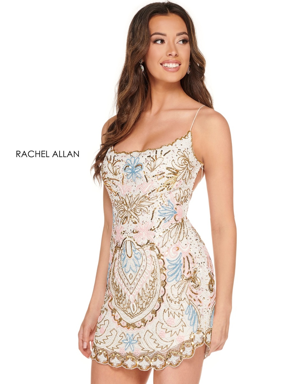 Rachel Allan 40080 beaded mini dress